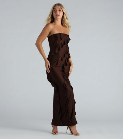 Shayna Formal Strapless Ruffled Long Dress