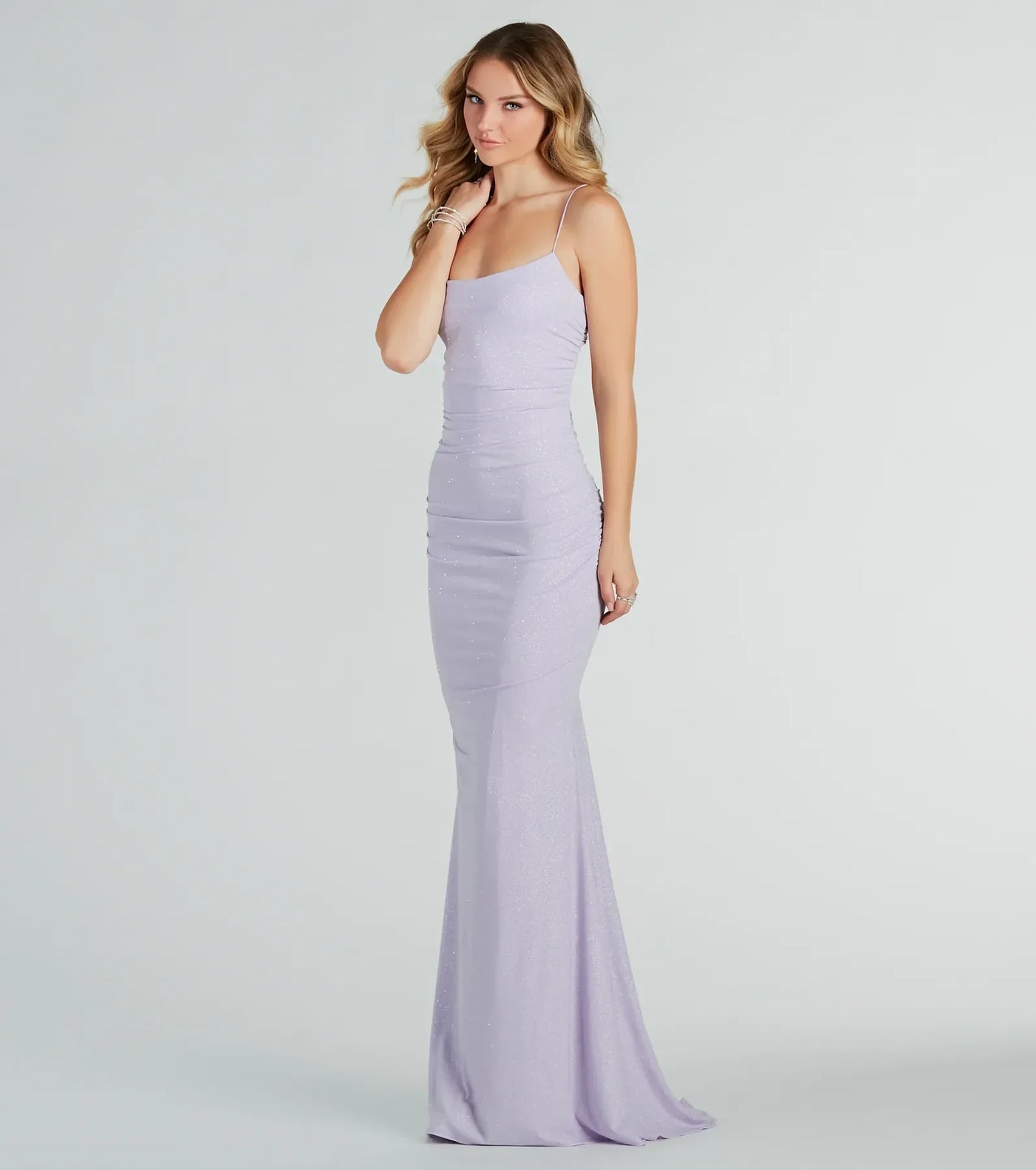 Rowan Formal Glitter Ruched Mermaid Dress