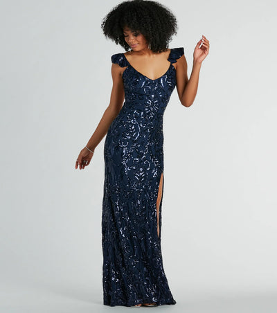 Estella V-Neck Mermaid Long Sequin Formal Dress