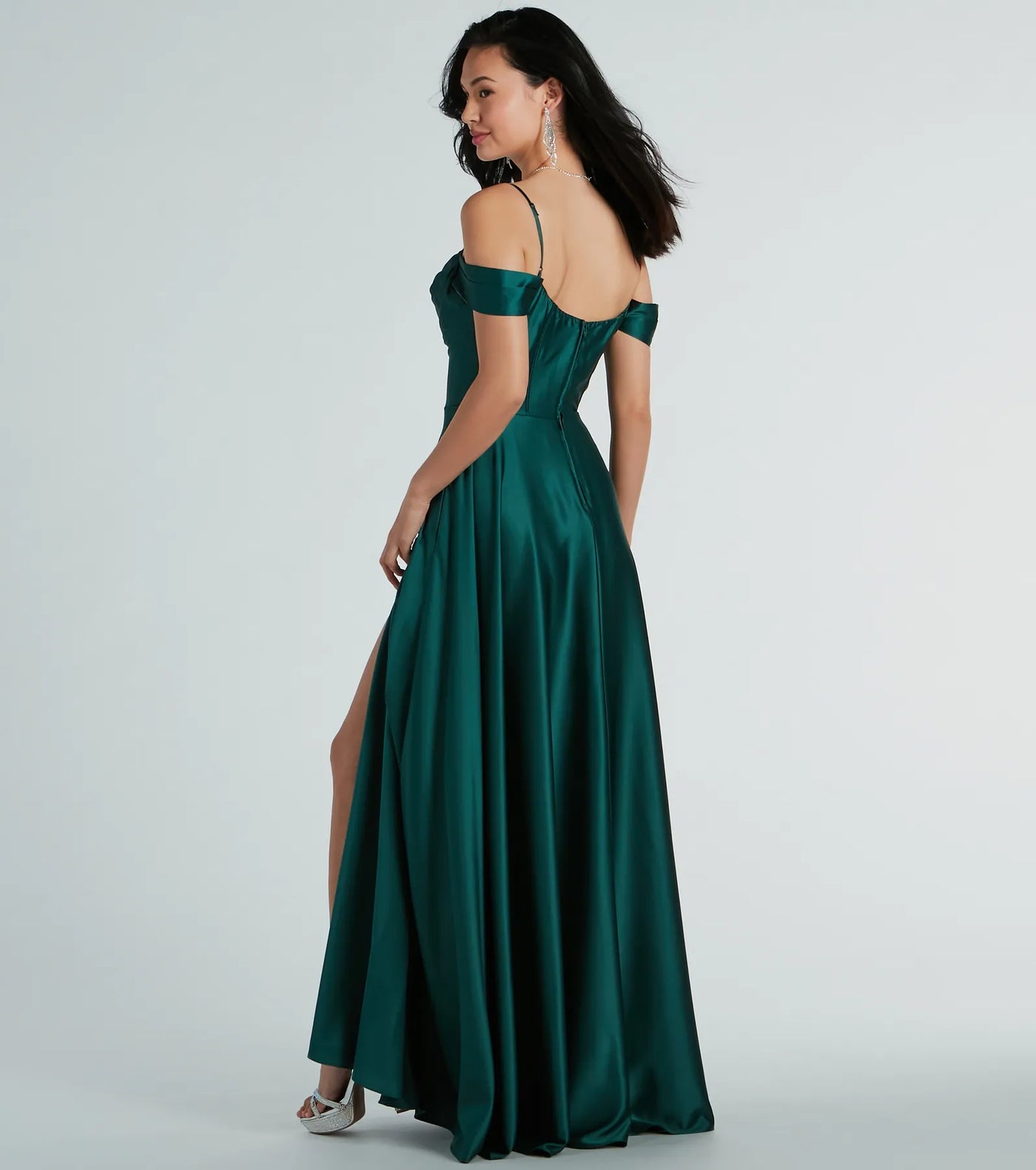 Alira Cold Shoulder A-Line Satin Formal Dress