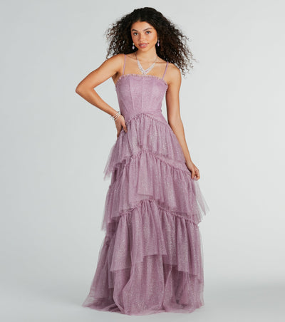 PLACEHOLDER - Saylor Formal Glitter Tulle A-Line Long Dress