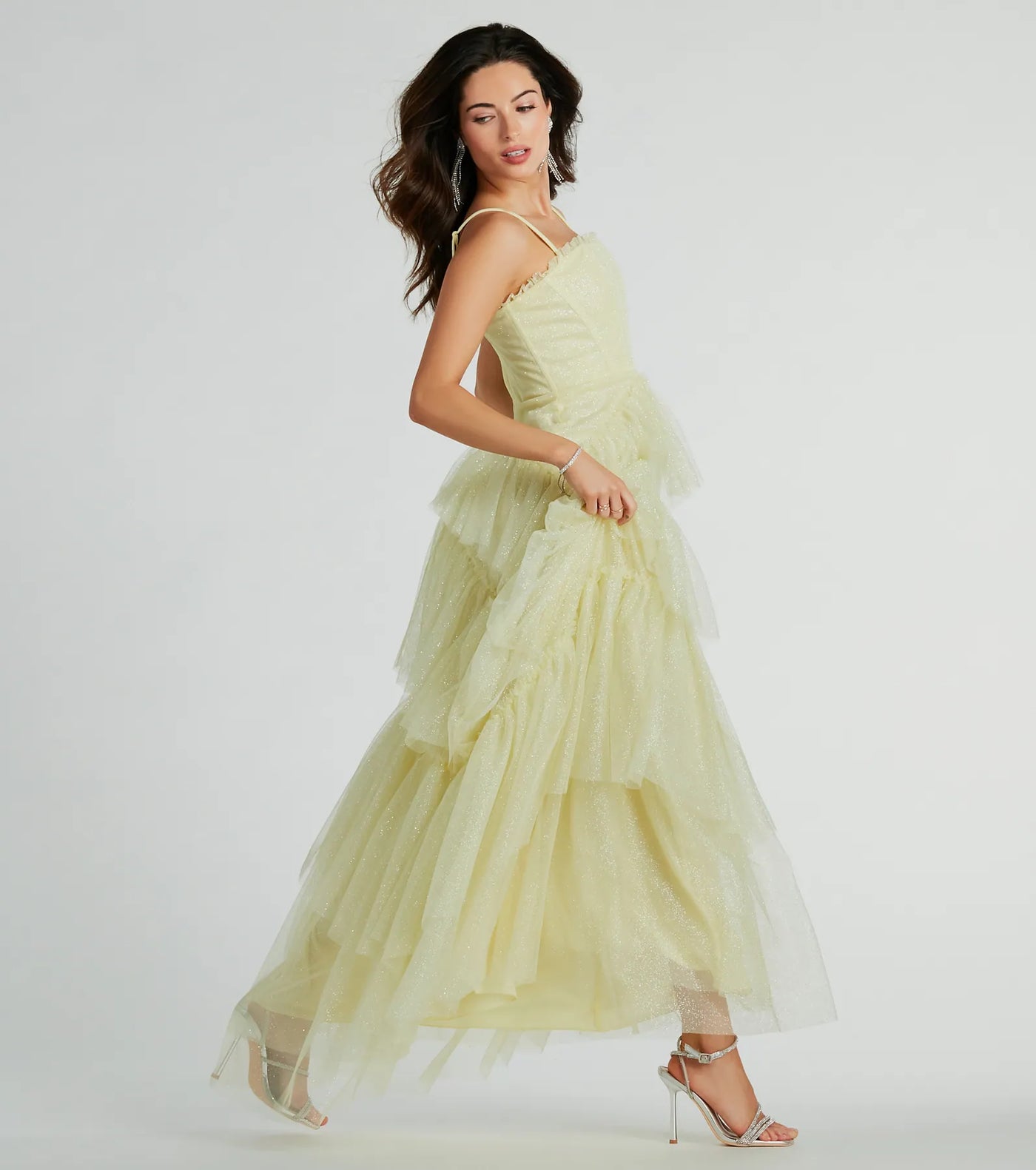 Saylor Formal Glitter Tulle A-Line Long Dress