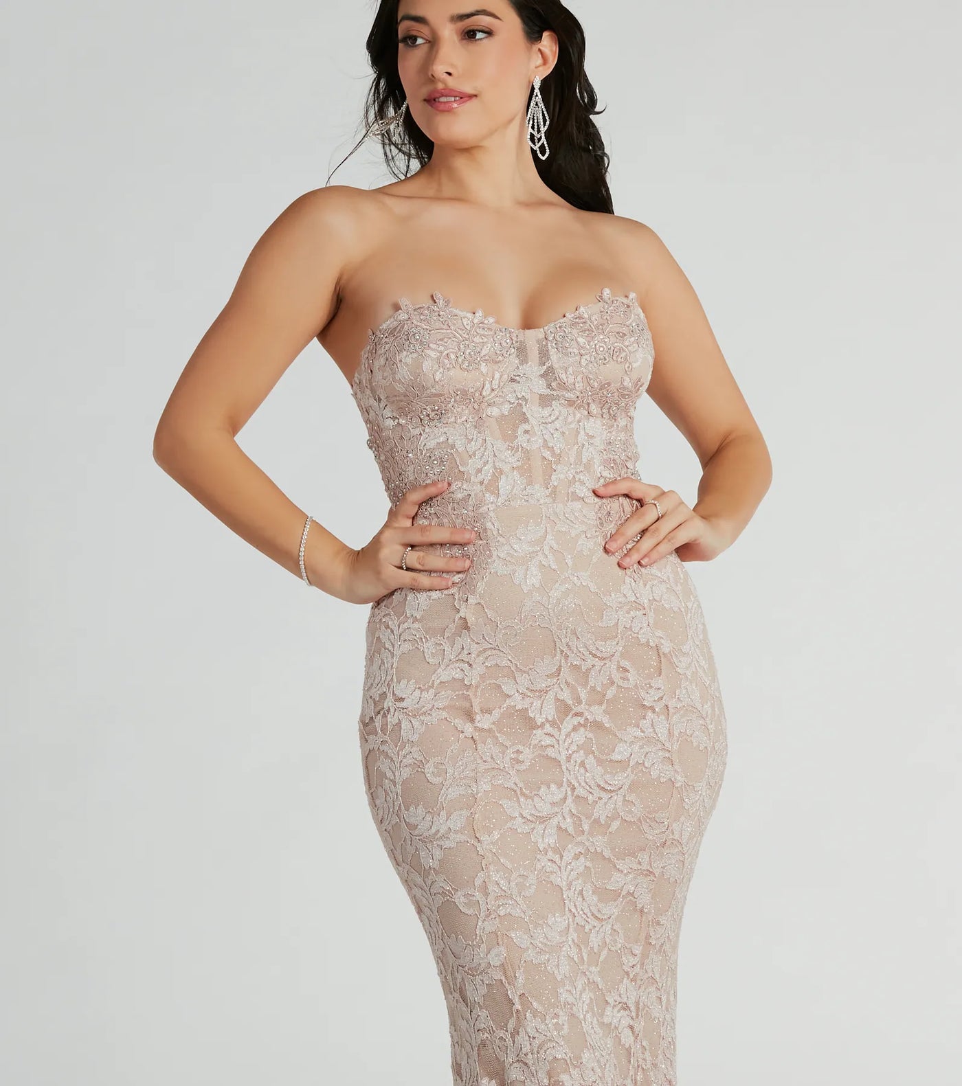 Stefani Strapless Corset Lace Mermaid Formal Dress