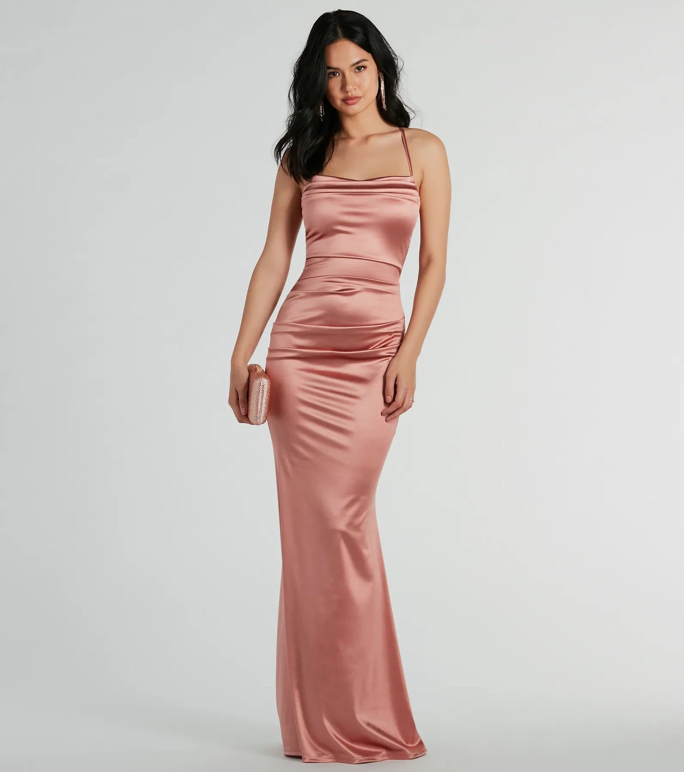 Courteney Cowl Neck Mermaid Satin Formal Dress