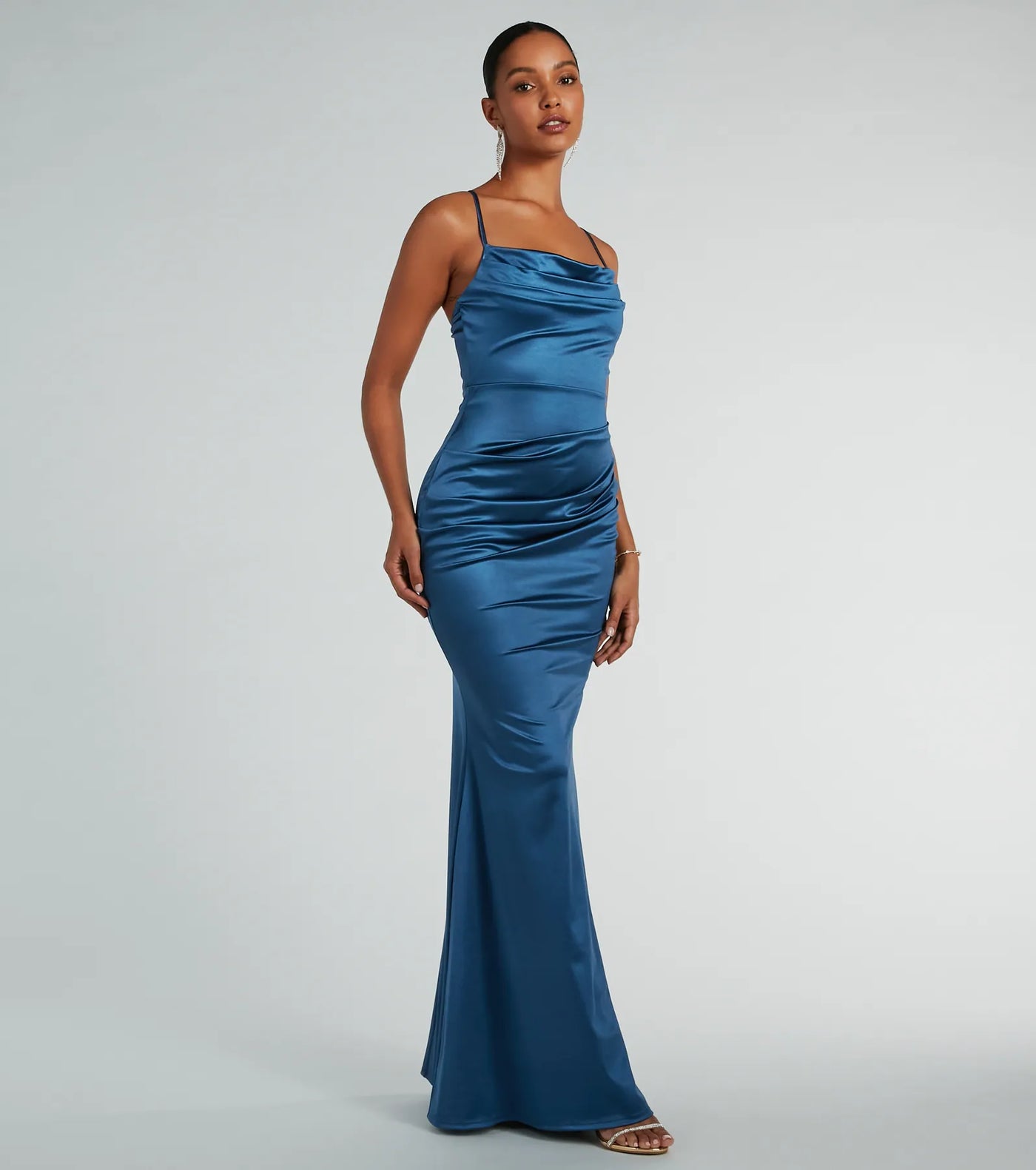 Courteney Cowl Neck Mermaid Satin Formal Dress