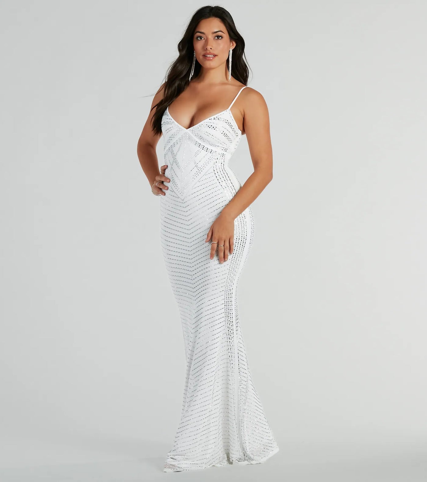 Leni V-Neck Mermaid Rhinestone Formal Dress