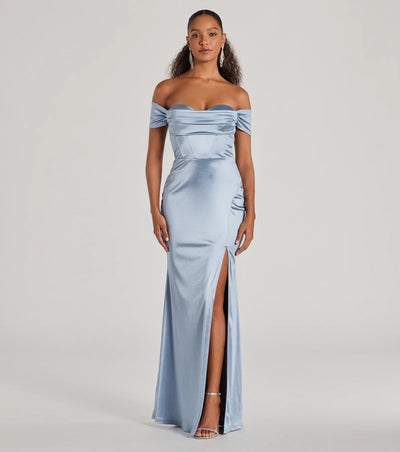 Laura Off-The-Shoulder Mermaid Satin Formal Dress