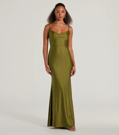 Virginia Cowl Neck Tie-Back Mermaid Formal Dress