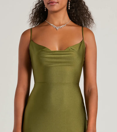 Virginia Cowl Neck Tie-Back Mermaid Formal Dress