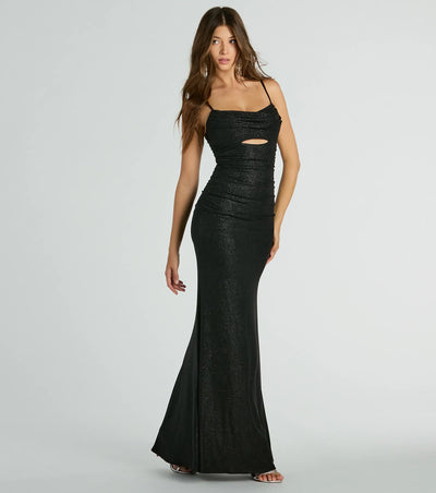 Harley Sleeveless Cutout Mermaid Glitter Formal Dress