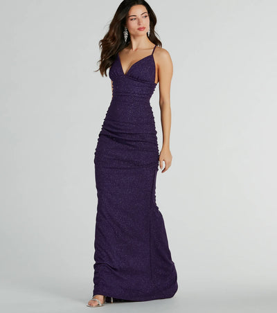 May Lace-Up Mermaid Glitter Formal Dress