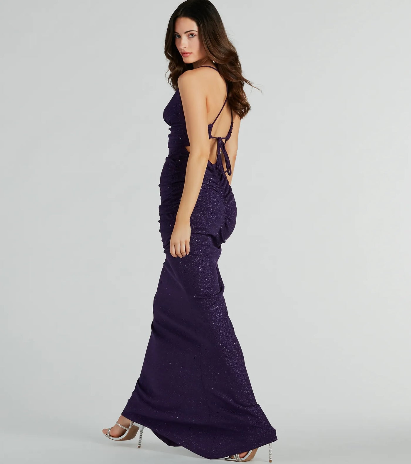 May Lace-Up Mermaid Glitter Formal Dress