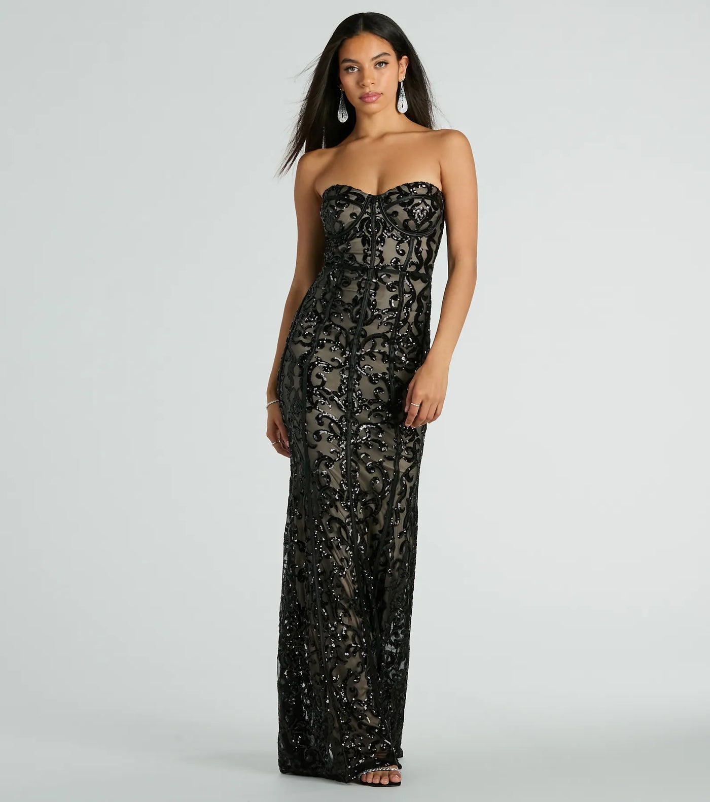 Serena Strapless Corset Sequin Mermaid Formal Dress