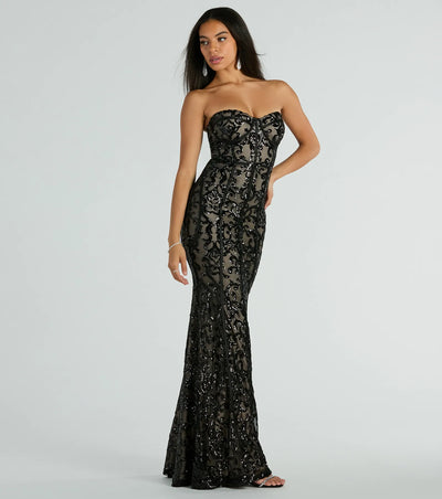 Serena Strapless Corset Sequin Mermaid Formal Dress