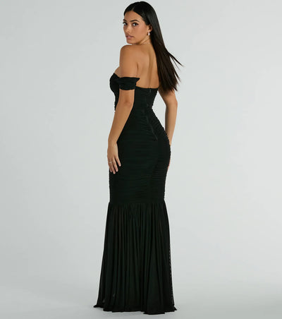 Cece Off-The-Shoulder Mermaid Mesh Formal Dress