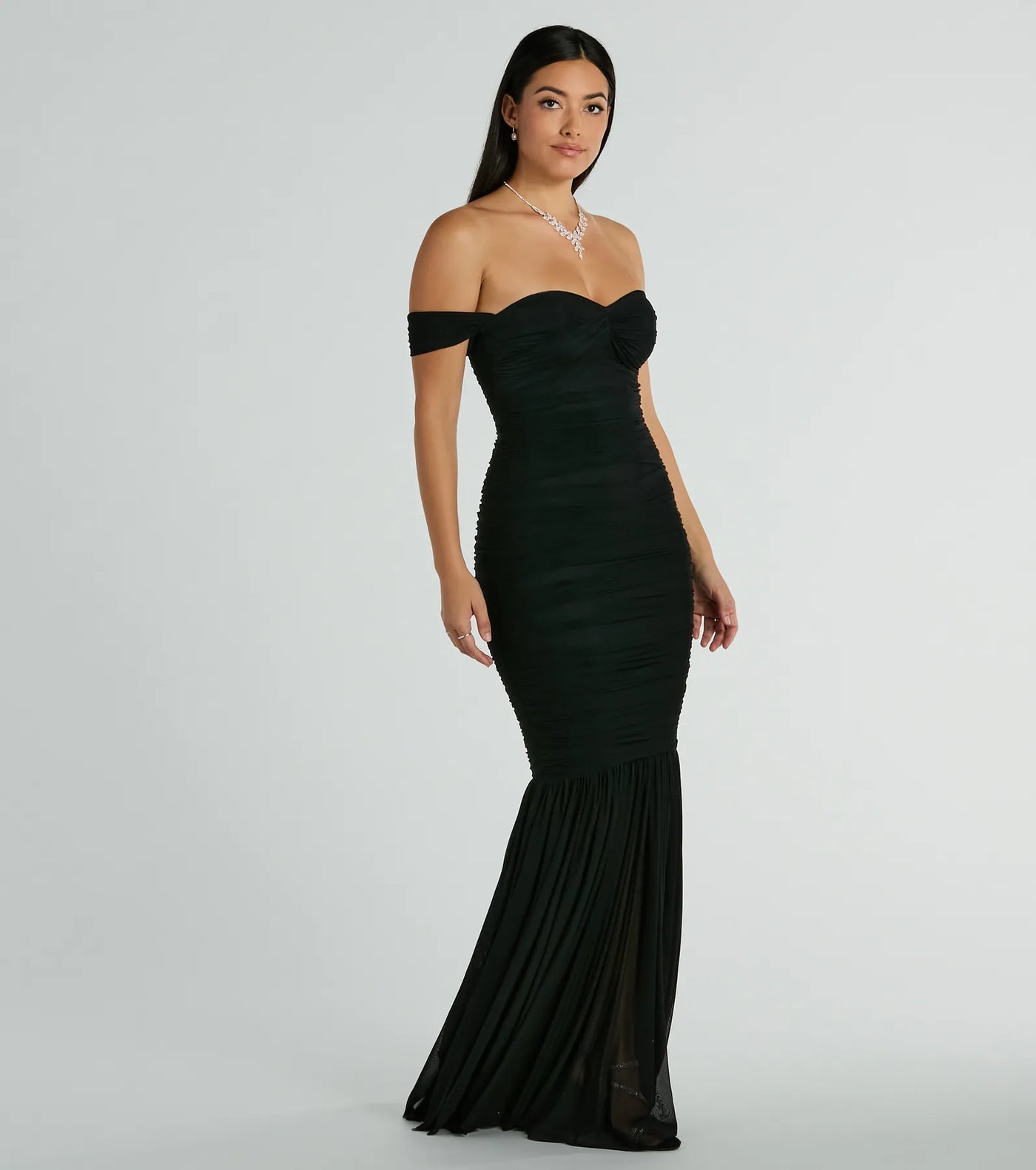 Cece Off-The-Shoulder Mermaid Mesh Formal Dress