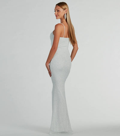 Erica Cowl Neck Mermaid Glitter Formal Dress