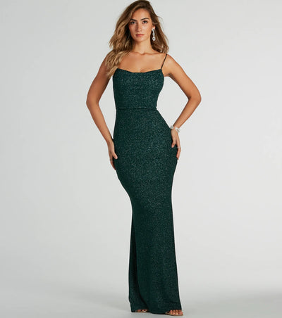 Erica Cowl Neck Mermaid Glitter Formal Dress