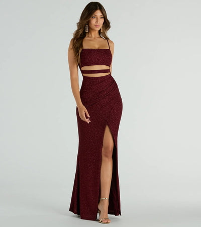 Candice Cutout Strappy Mermaid Glitter Formal Dress