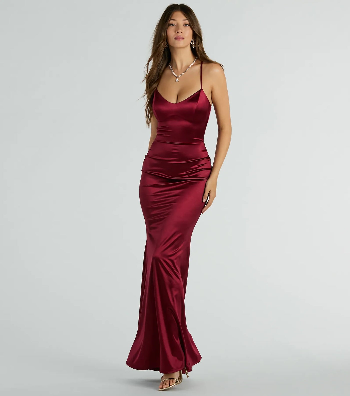 Emmie Lace-Up Mermaid Satin Formal Dress