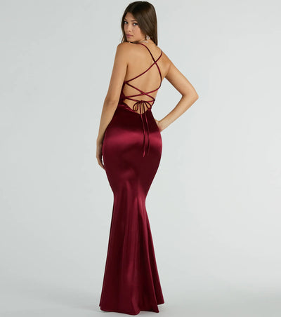 Emmie Lace-Up Mermaid Satin Formal Dress