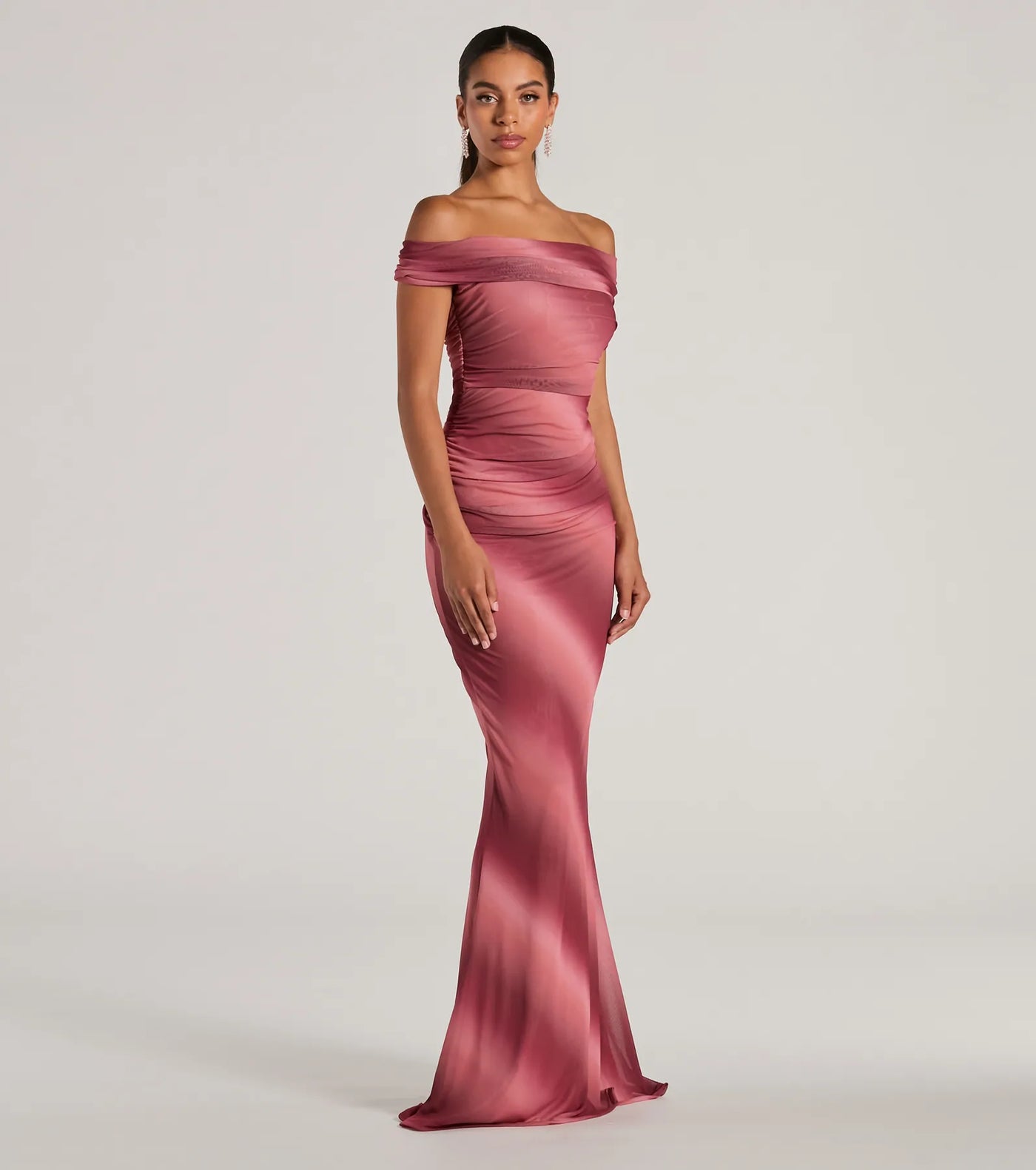 Abbie Off-The-Shoulder Mermaid Ombre Formal Dress