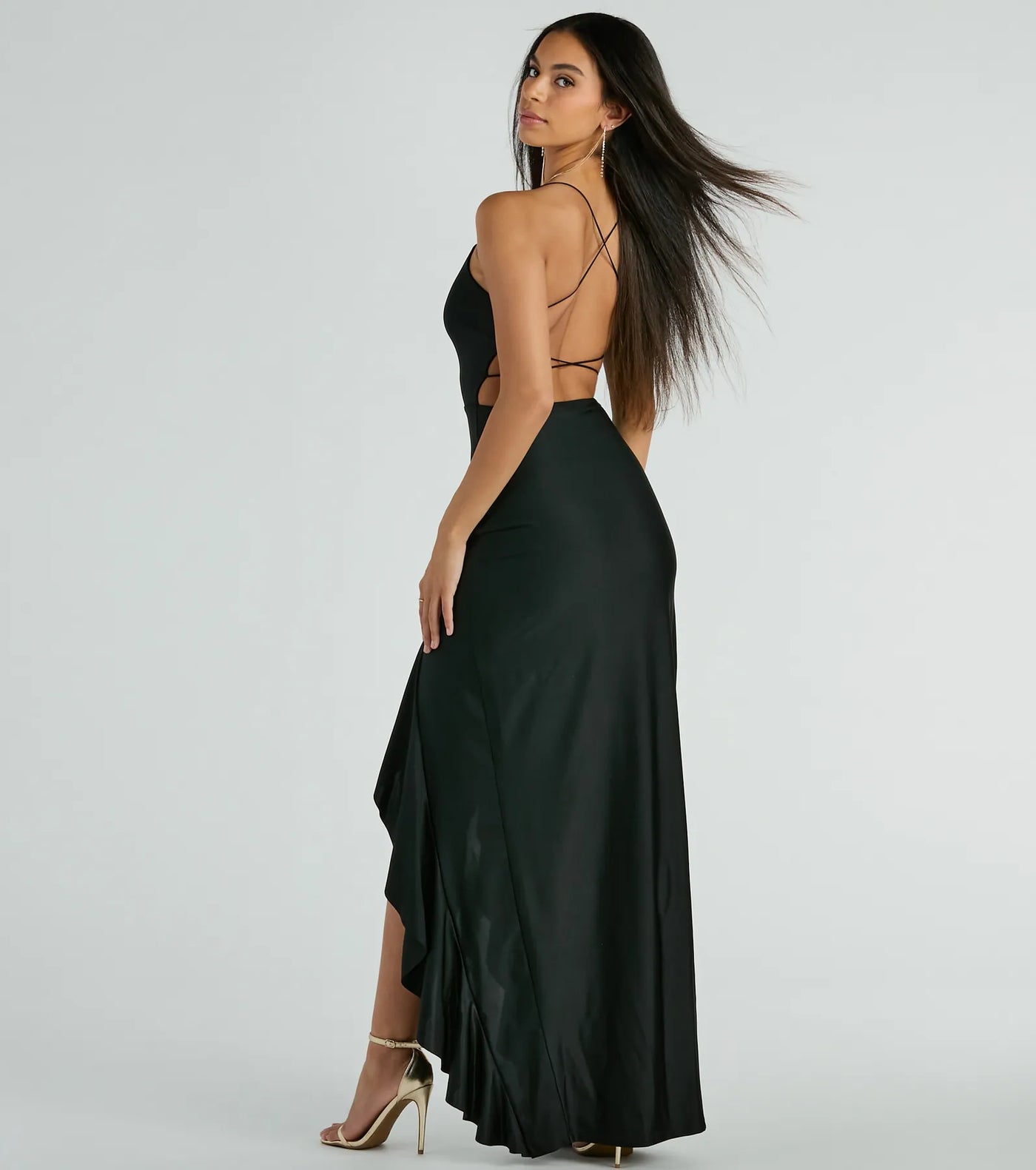 Lainey Ruffled High Slit Long Formal Dress