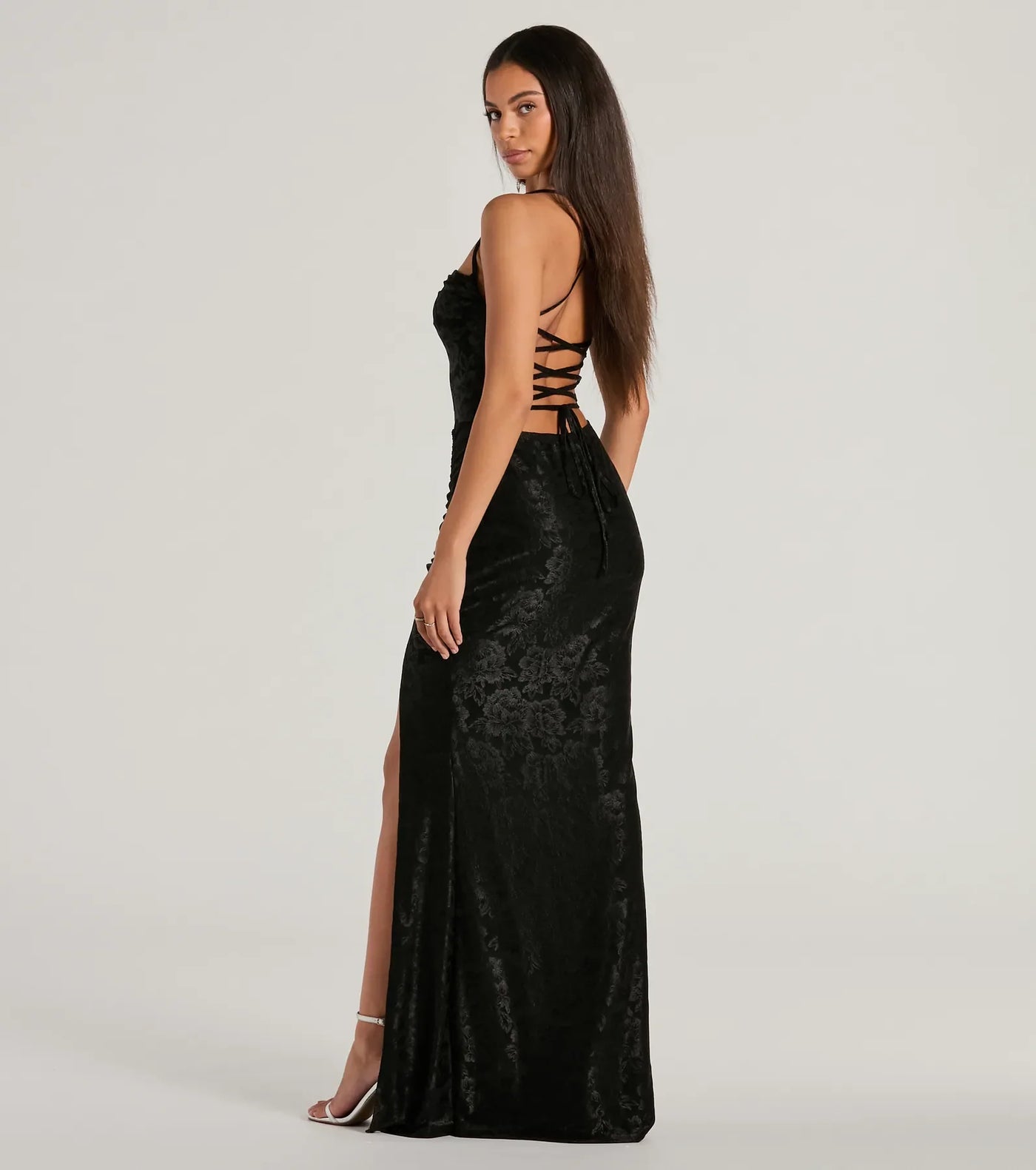 Kehlani Formal Floral Lace Slit Mermaid Dress