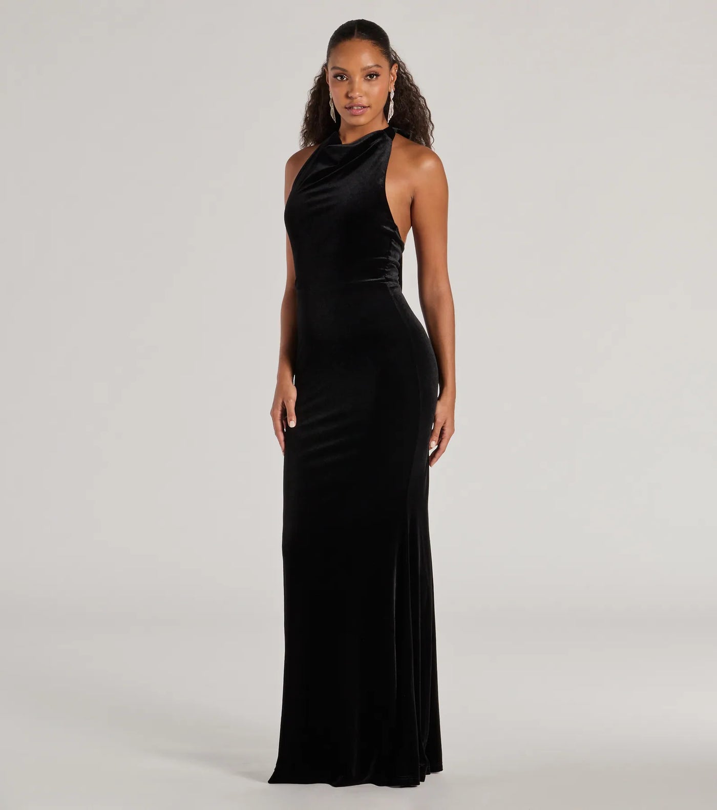 Nara Long Velvet Halter Mermaid Dress