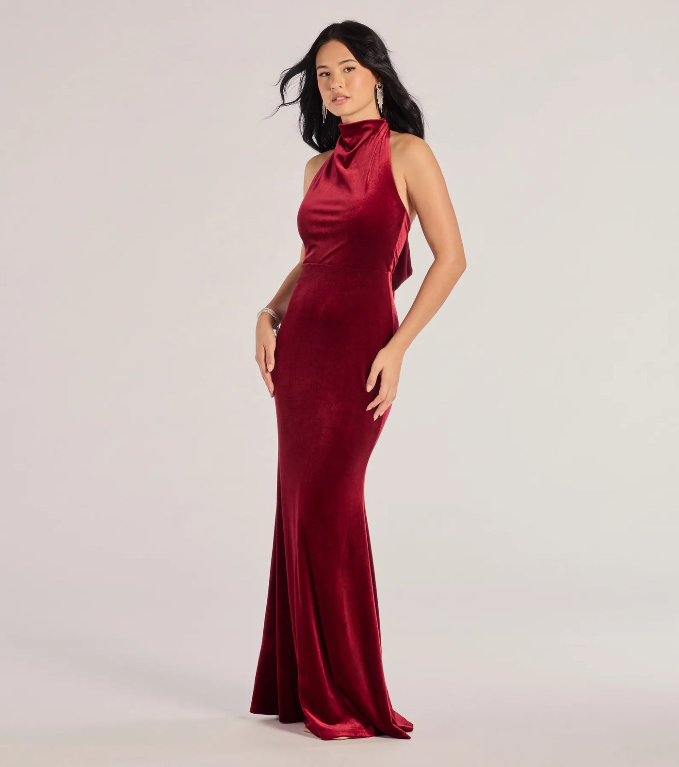 Nara Long Velvet Halter Mermaid Dress