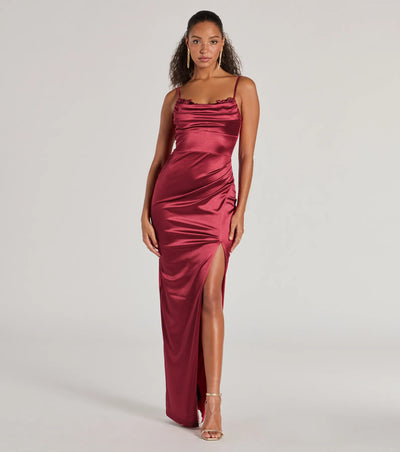 Amelia Formal Satin Embroidered Dress