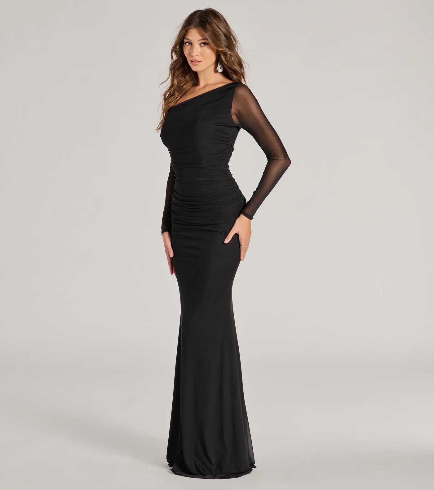 Esther One-Shoulder Mermaid Mesh Formal Dress