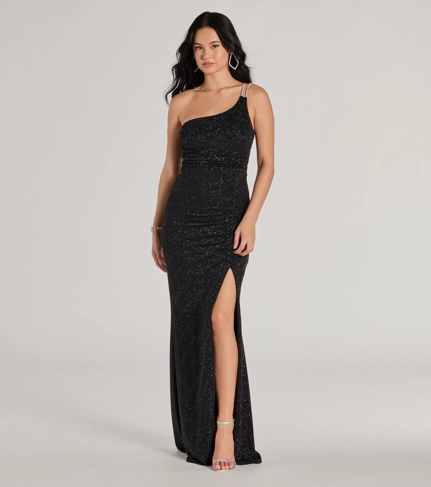 Gracie One Shoulder Glitter Mermaid Dress