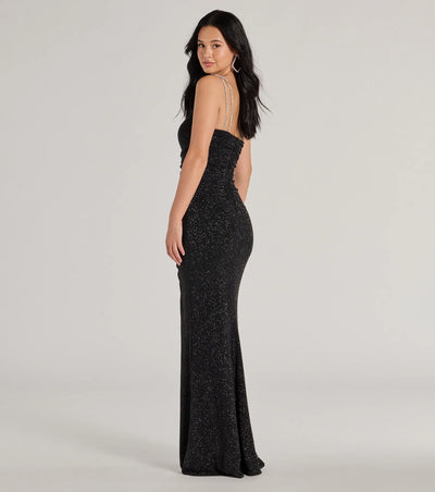 Gracie One Shoulder Glitter Mermaid Dress