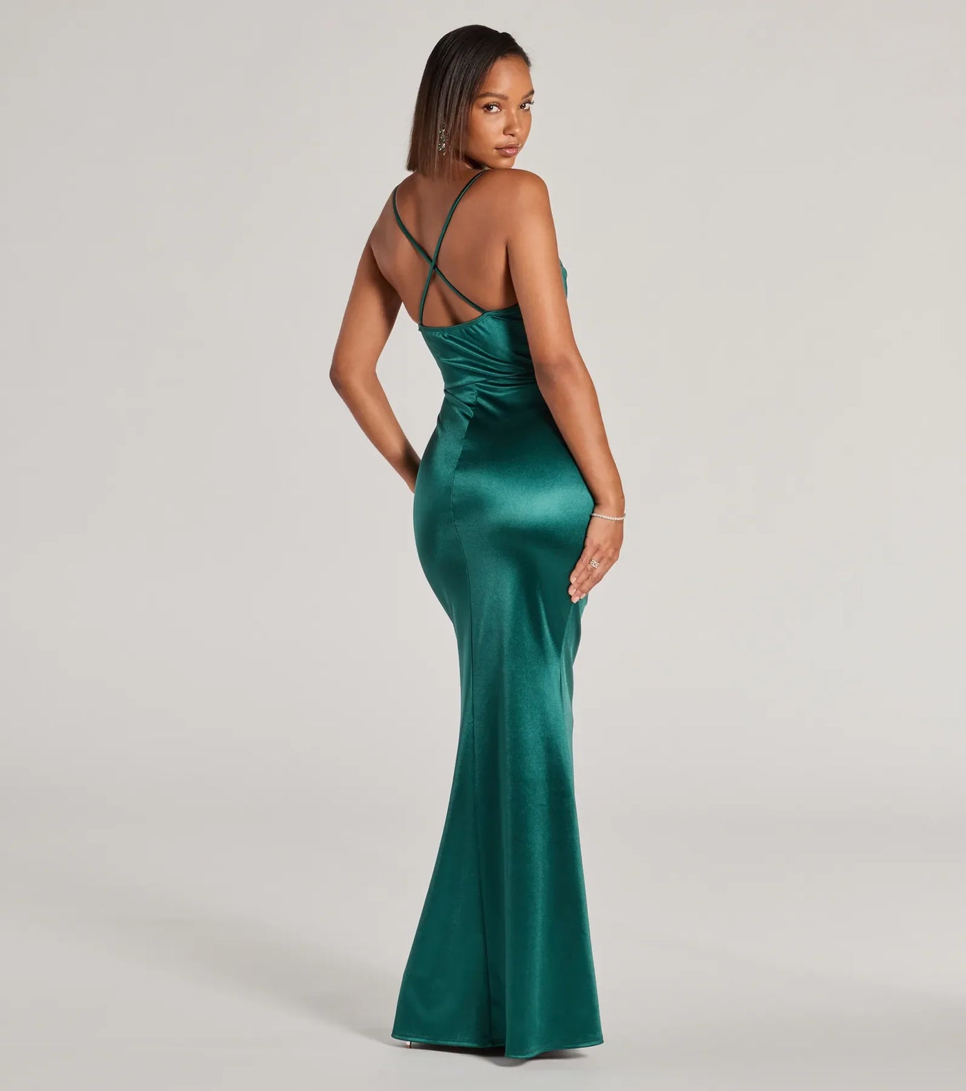 Courteney Cowl Neck Mermaid Satin Formal Dress