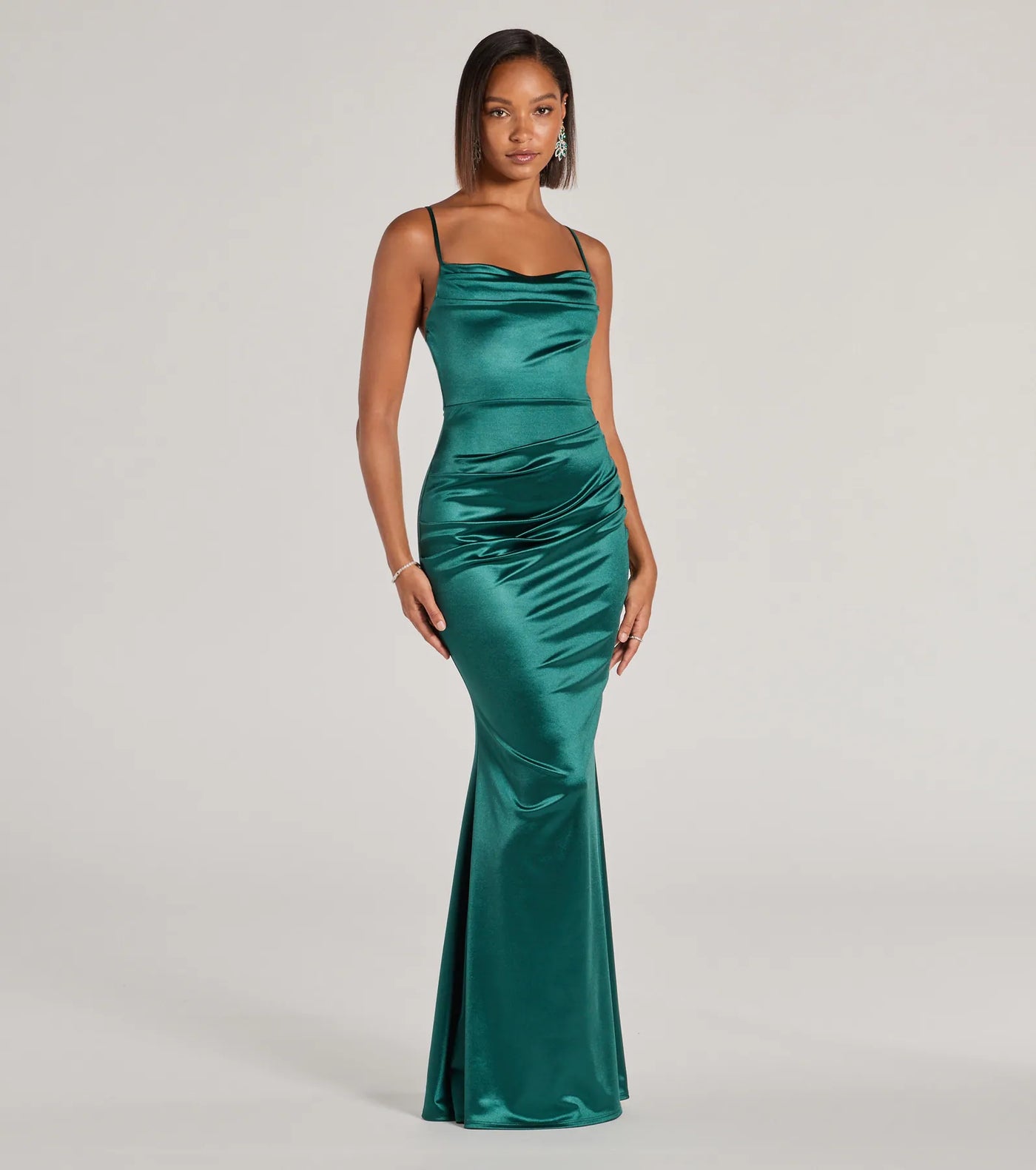 Courteney Cowl Neck Mermaid Satin Formal Dress