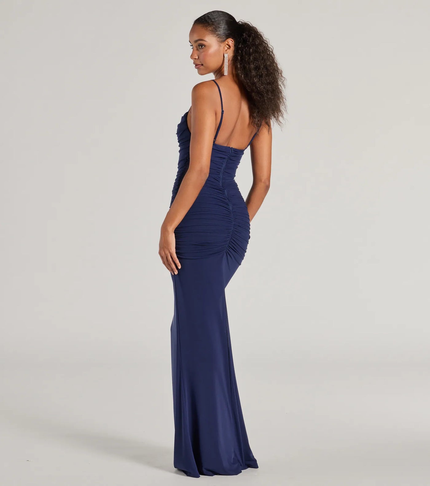 Julane Cowl Neck Ruched Mermaid Dress