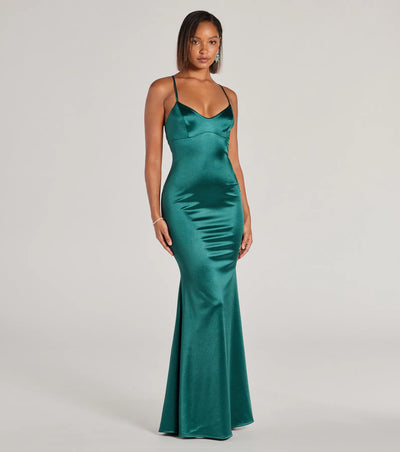 Emmie Lace-Up Mermaid Satin Formal Dress