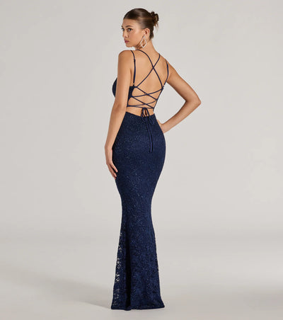 Esme Glitter Lace Strappy Back Mermaid Dress