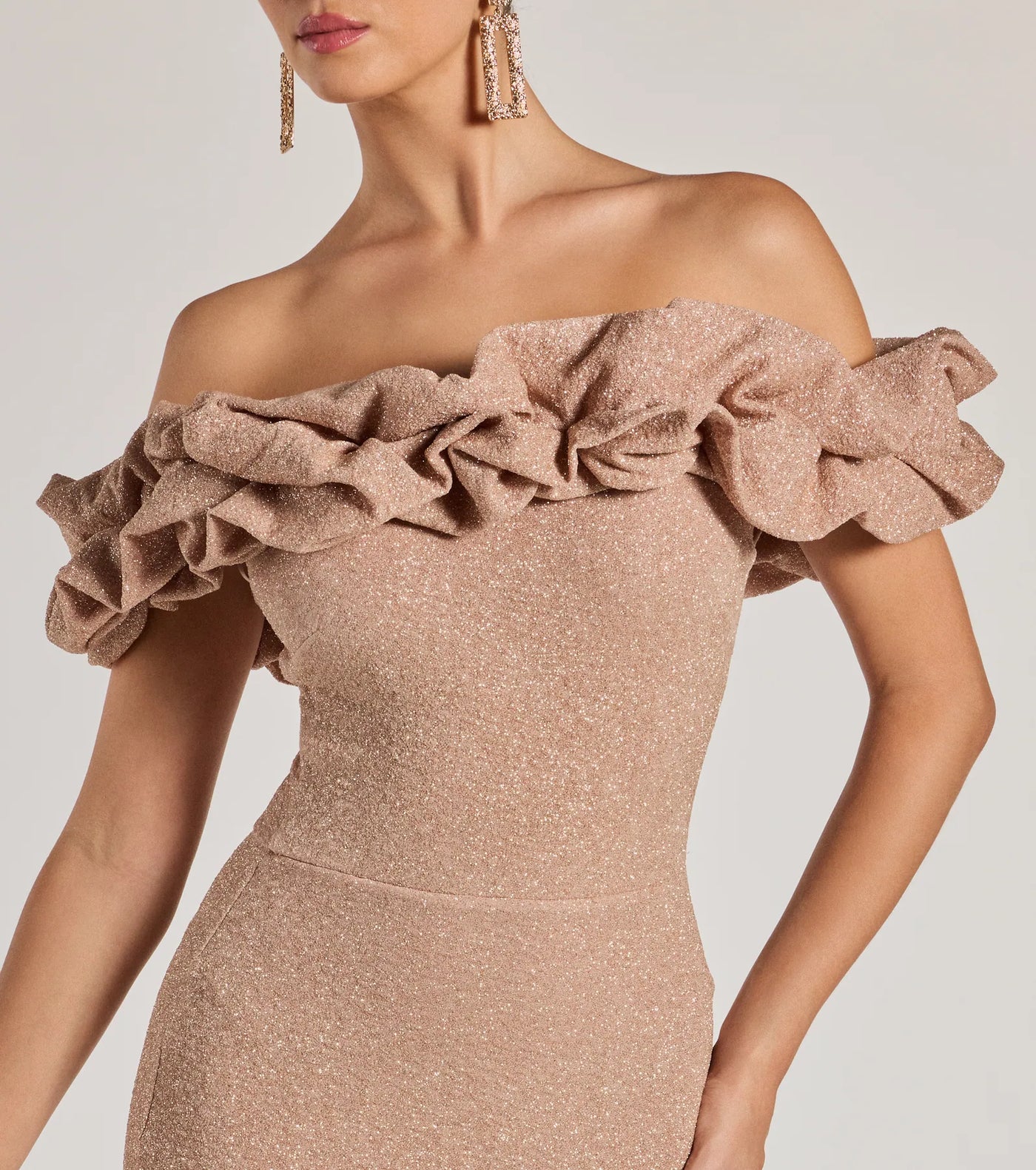 Halsey Formal Glitter Ruffled Mermaid Dress