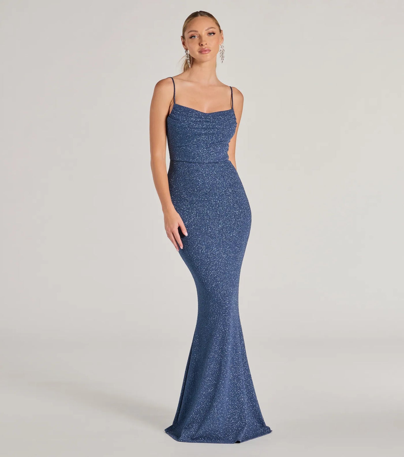 Erica Cowl Neck Mermaid Glitter Formal Dress