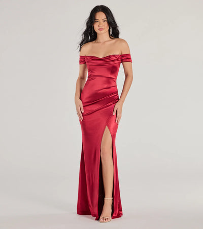 Albi Formal Satin Pleated Mermaid Long Dress