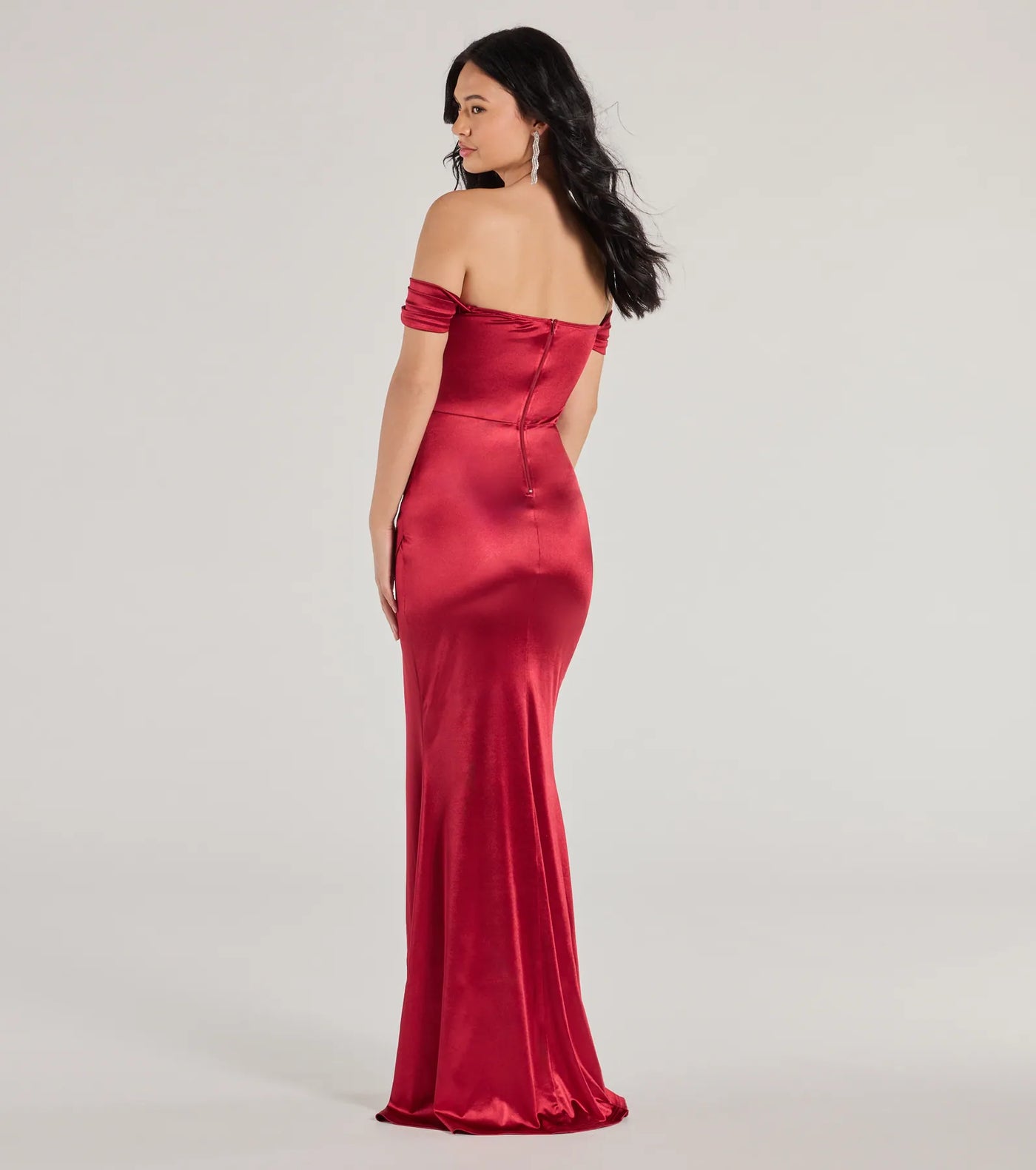 Albi Formal Satin Pleated Mermaid Long Dress