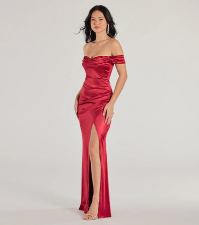 Albi Formal Satin Pleated Mermaid Long Dress