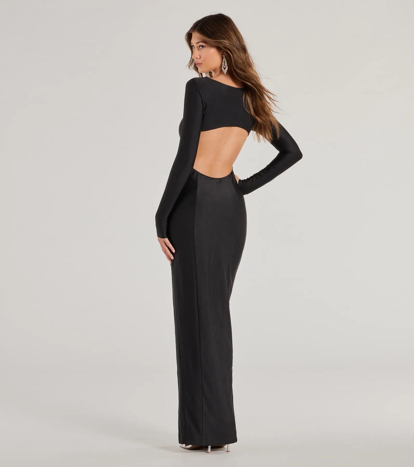 Veda Cutout Long Sleeve Formal Dress