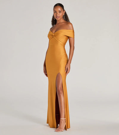 Steff Off-The-Shoulder Mermaid Slit Formal Dress