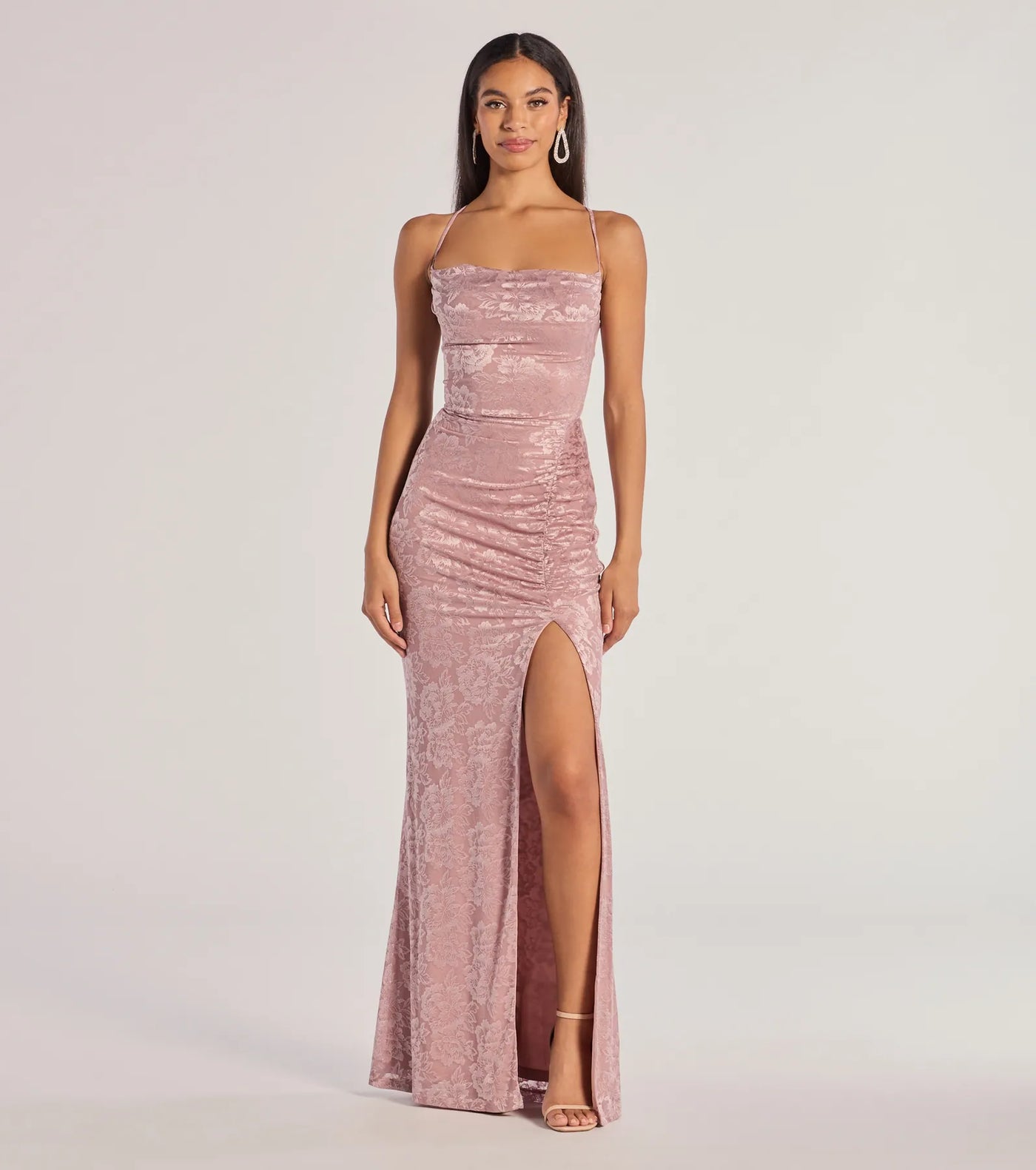 Kehlani Formal Floral Lace Slit Mermaid Dress