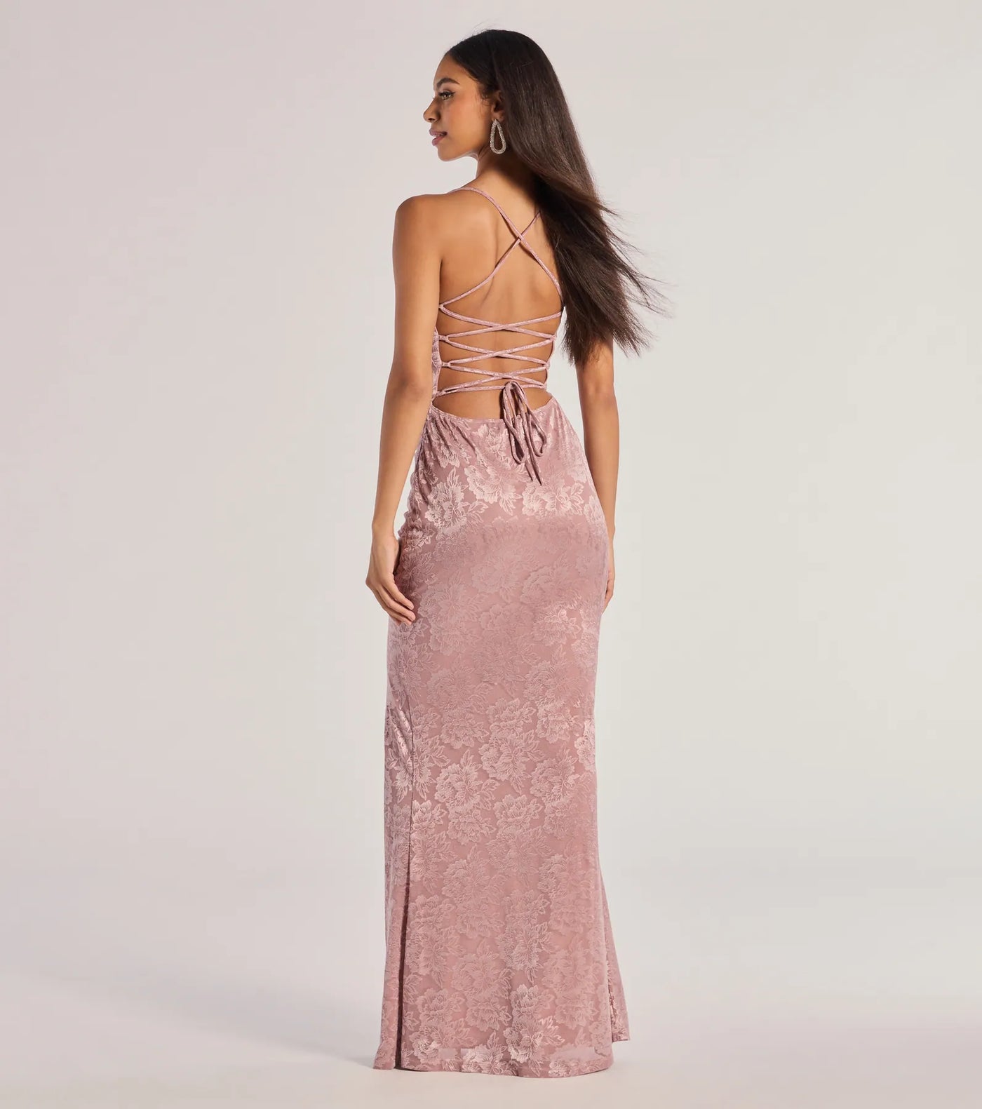 Kehlani Formal Floral Lace Slit Mermaid Dress