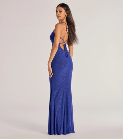 Kyleigh Glitter Lace-Up Back Mermaid Dress