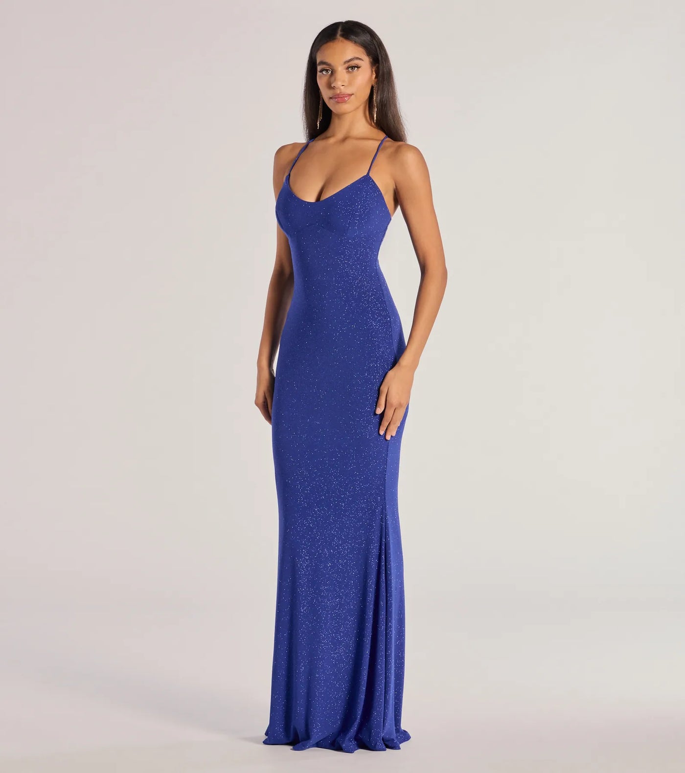 Kyleigh Glitter Lace-Up Back Mermaid Dress